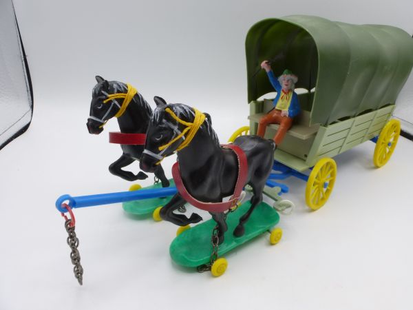 Anton Röder / Lisanto Planwagen mit 2 Pferden auf Rollen - OVP