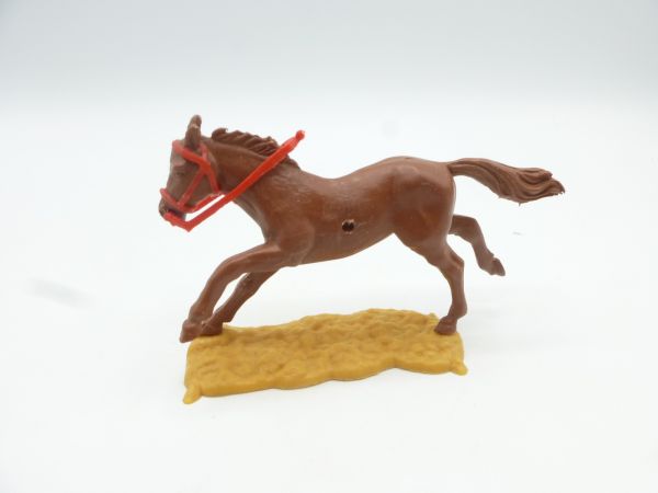 Timpo Toys Pferd langlaufend, dunkelbraun, rote Zügel