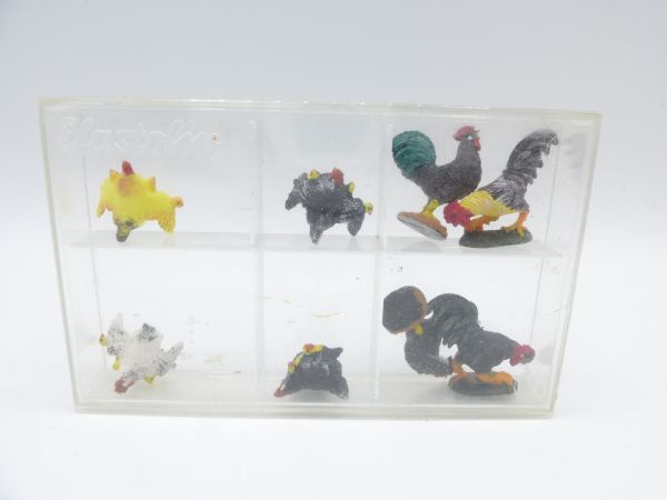 Elastolin Chickens / cocks (8 animals) - great set, in orig. packaging