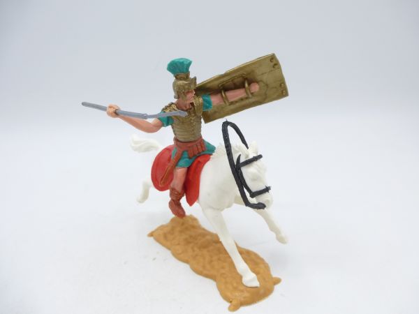Timpo Toys Roman (green) on horseback with pilum + shield