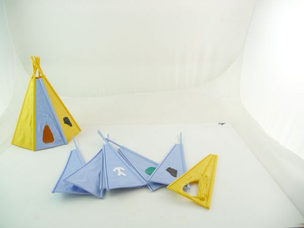 Timpo Toys 7-pieces Indian pluggable tent light-blue with yellow entrance