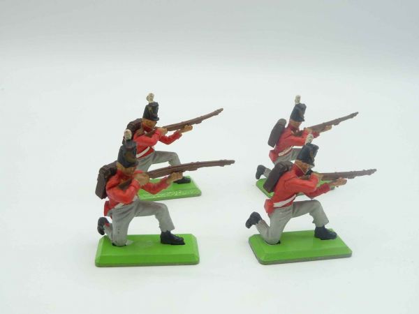 Britains Deetail Waterloo; 4 English kneeling firing, with backpacks