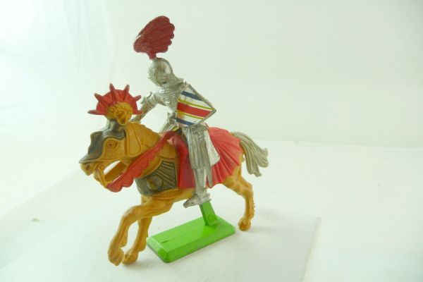 Britains Deetail Knight riding, black armour with sword + shield