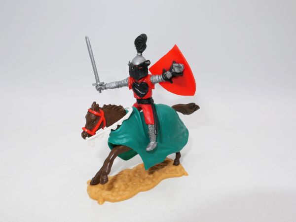 Timpo Toys Visor knight on horseback, red/black - shield loops ok
