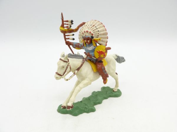 Britains Swoppets Indian on horseback with spear + shield (made in England)