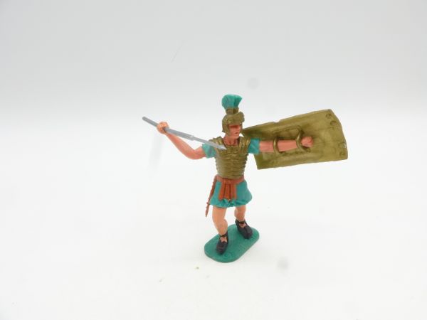 Timpo Toys Römer stehend, grün, Pilum werfend - Schildschlaufen ok