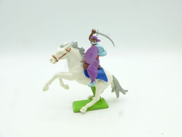 Britains Deetail Arab riding, lunging with sabre + shield, purple/light blue