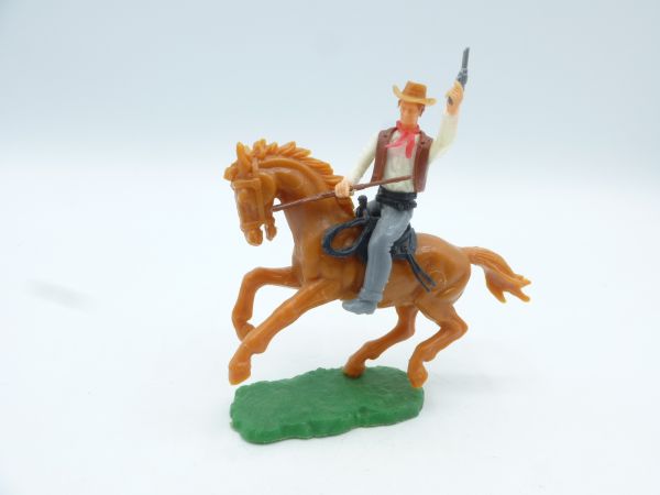 Elastolin 5,4 cm Cowboy reitend, Pistole schießend