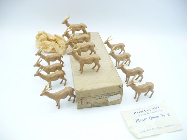 Timpo Toys 12 Antilopen, Nr. 6024 - seltene Altbox, Tiere unbespielt