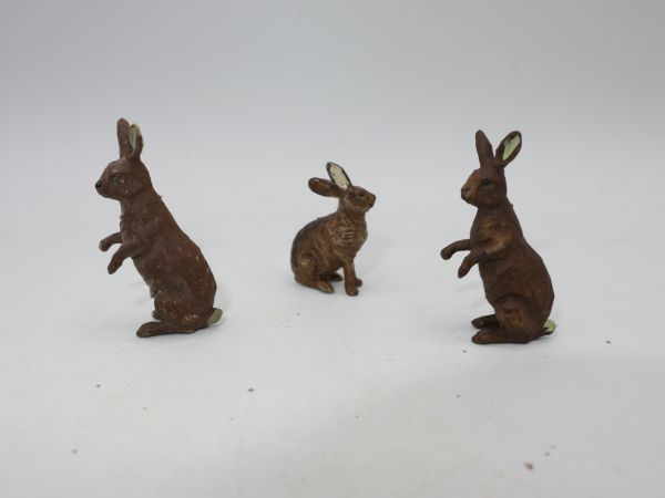 Elastolin soft plastic 3 hares, dark brown