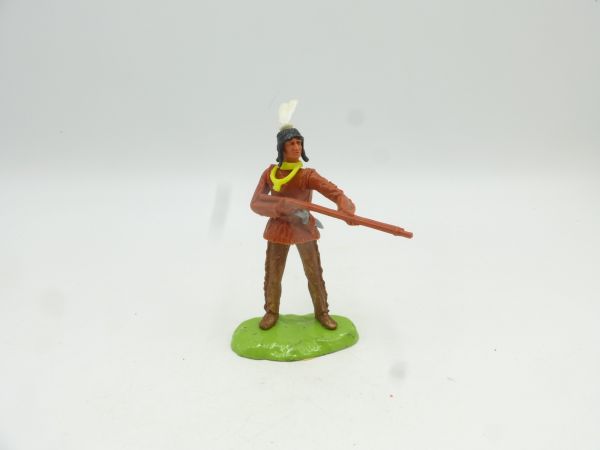 Elastolin 7 cm Indianer stehend mit Gewehr - Metallsockel