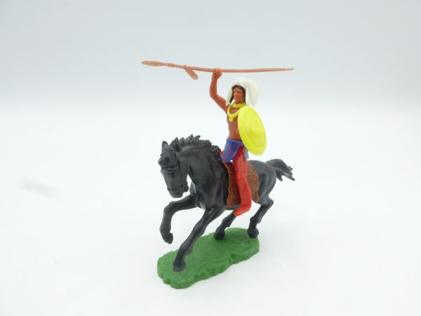Elastolin 5,4 cm Indianer zu Pferd Speer werfend - Top-Zustand