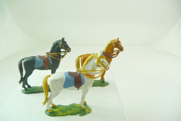 Elastolin 4 cm 3 different standing horses for i.e. Cowboys