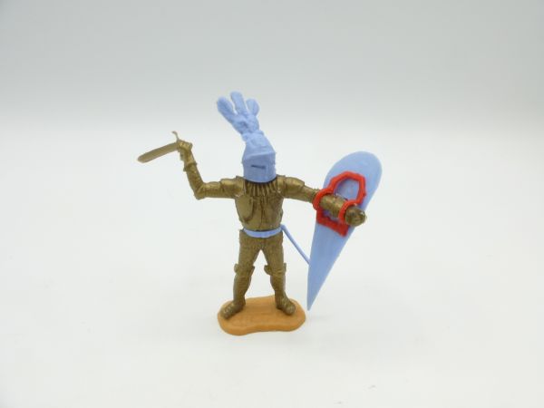 Timpo Toys Gold knight on foot, light blue head + shield