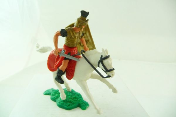 Timpo Toys Römer reitend, schwarz, schwarze Stiefel, rote Schwertscheide