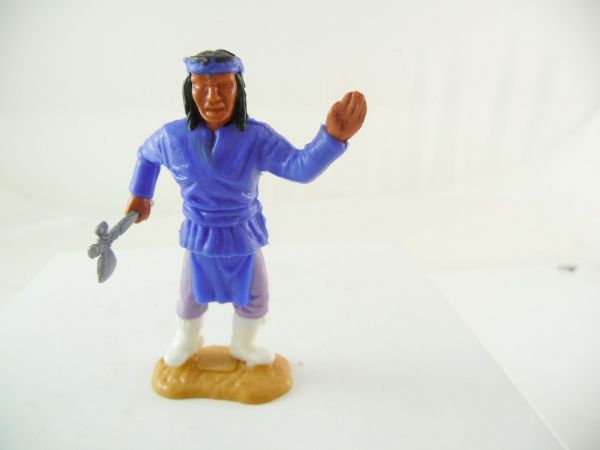 Timpo Toys Apache standing dark-blue, lilac trousers, bib dark-blue