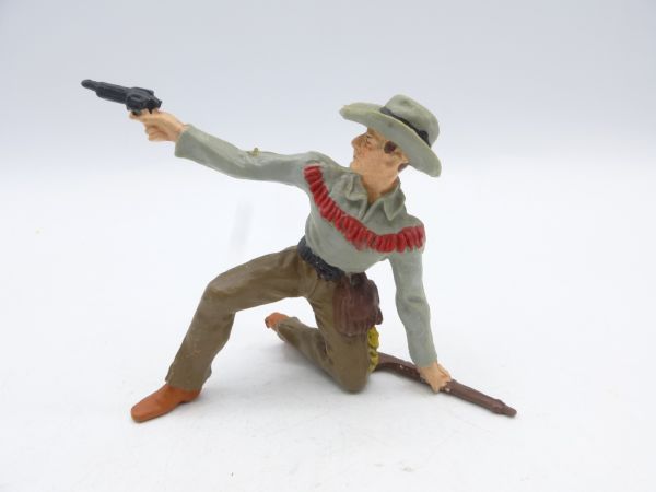 Elastolin 7 cm Cowboy kneeling with pistol, No. 6913, vers. 2 - great figure