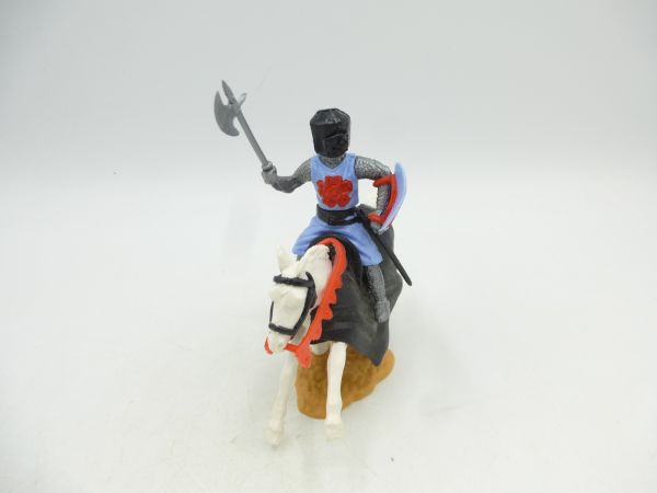 Timpo Toys Medieval knight riding, light blue with battle axe - modification