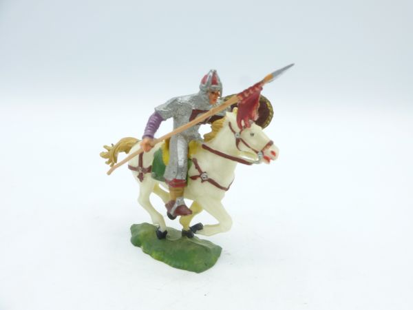 Elastolin 4 cm Norman on horseback with spear, No. 8876