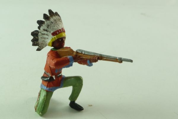 Merten Indianer kniend, Gewehr schießend - sehr schöne Figur