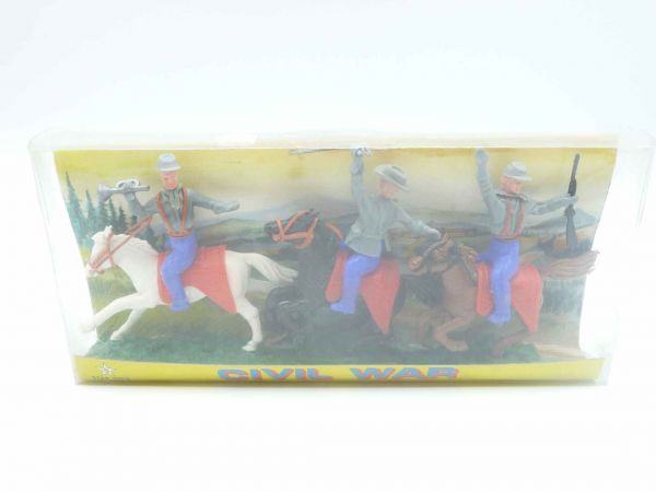 3 Confederate Army soldier Civil War riding - in small orig. packaging (with traces of storage)