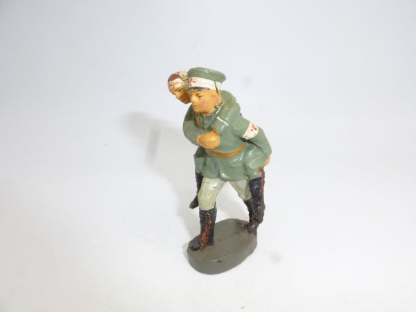 Elastolin (compound) Red Cross soldier with wounded man (carrying) - see photos