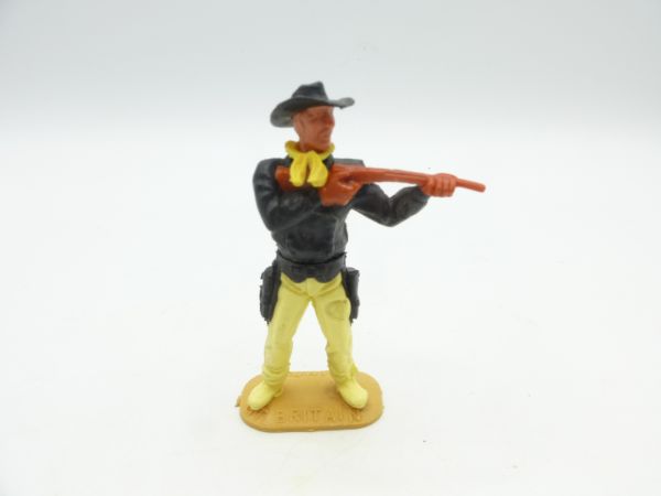Timpo Toys Cowboy 2. Version stehend mit kurzem Gewehr, Oberteil schwarz