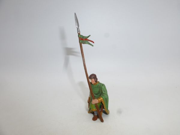 Norman kneeling with cloak + lance - great 7 cm modification