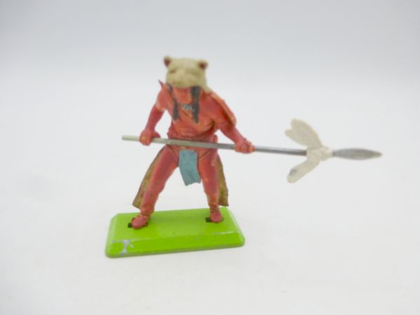 Britains Deetail Indian with bearskin, spear in front of the body
