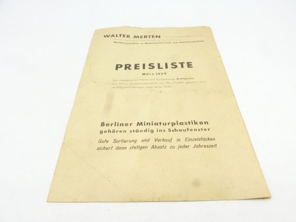 Merten Price list March 1959 (4+6 cm + H0), 4 pages