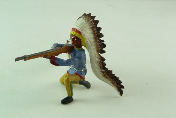 Merten Indian Chief kneeling, firing with rifle
