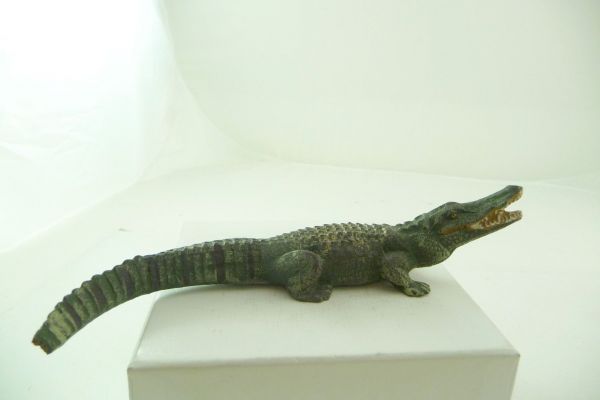Lineol Krokodil, grün - schöne Figur, kleines Stück vom Schwanz fehlt