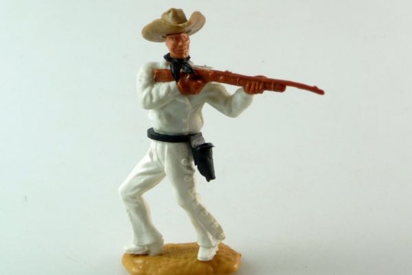 Timpo Toys Cowboy stehend, weiß, Originalkopf weiße Gesichtsfarbe