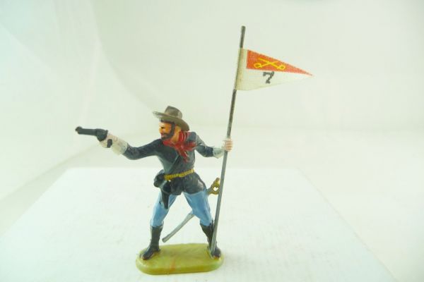 Elastolin 4 cm US cavalryman with pennant, No. 7024 - nice figure