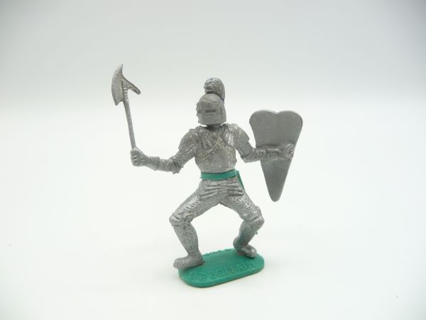 Timpo Toys Silver knight standing with battleaxe + shield