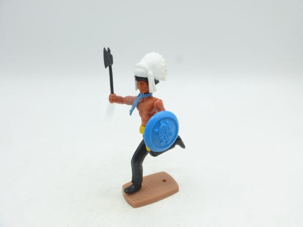 Plasty Indian running with tomahawk + shield