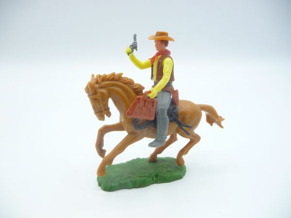 Elastolin 5,4 cm Cowboy riding with pistol + money bag