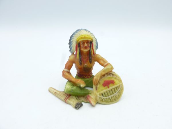Elastolin 7 cm (damaged) Chief sitting with bow, No. 6839, painting 1