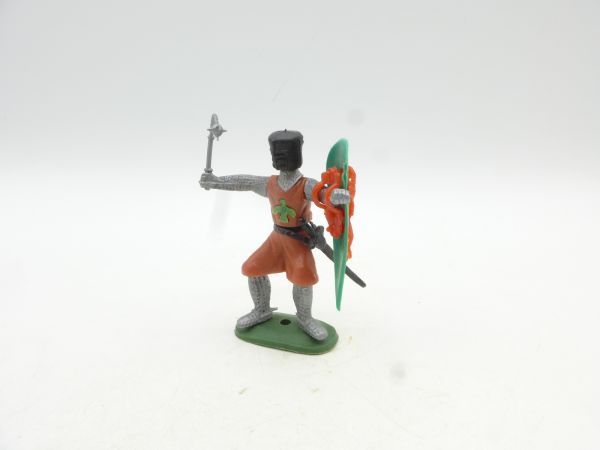 Medieval knight standing, brown with morning star