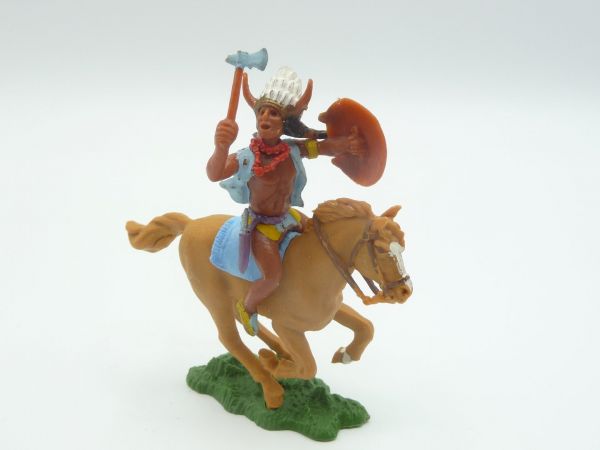 Britains Swoppets Indian riding with tomahawk + shield