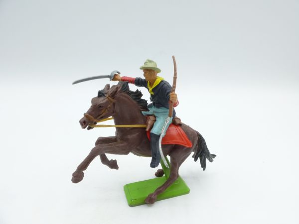 Britains Deetail Cavalryman riding, rifle sideways, attacking with sabre
