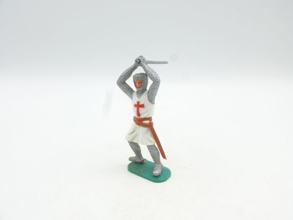 Timpo Toys Kreuzritter 1. Version stehend, Schwert über Kopf schlagend