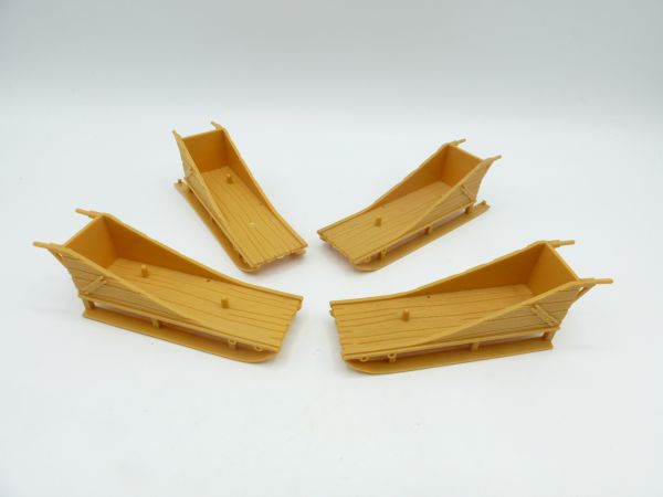 Timpo Toys 4 light-coloured chassis dog sledges - for dioramas / hobbyists