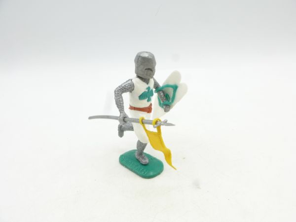 Timpo Toys Knight running with flag, white, silver head - modification