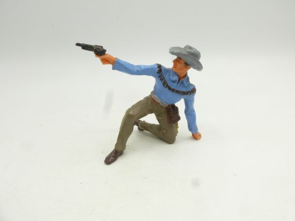 Elastolin 7 cm (beschädigt) Cowboy kniend mit Pistole - ohne Gewehr