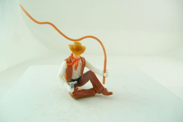 Elastolin 5,4 cm Cowboy sitting with whip + pistol
