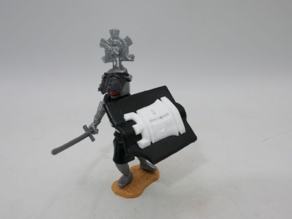 Timpo Toys Visor knight standing, black/white - shield loops ok