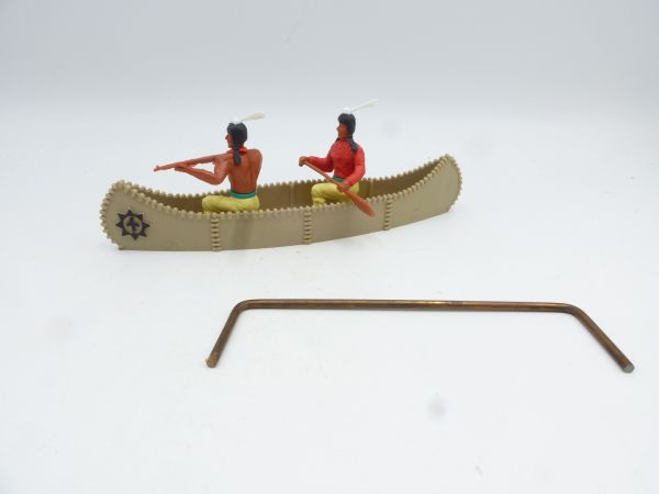 Timpo Toys Indianerkanu, beige - selten, 1 Pin fehlt