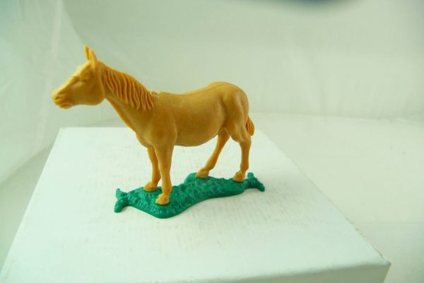 Timpo Toys "Mustang" Gatterpferd, beige mit grüner Bodenplatte