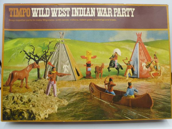 Timpo Toys Wild West "Indian War Party", Ref. Nr. 253 - OVP, komplett, Top-Zustand